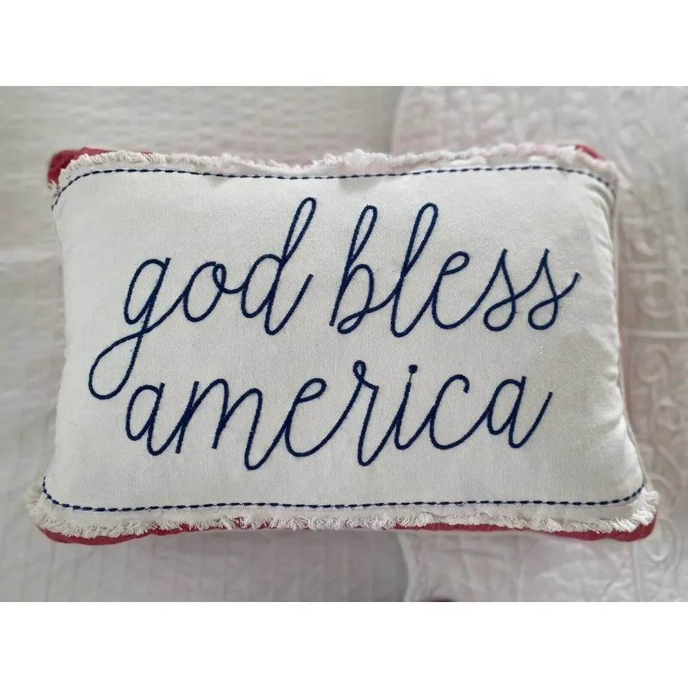 God Bless America & Home of the Brave Pillow Set 12 x 18 July 4 Independence Day